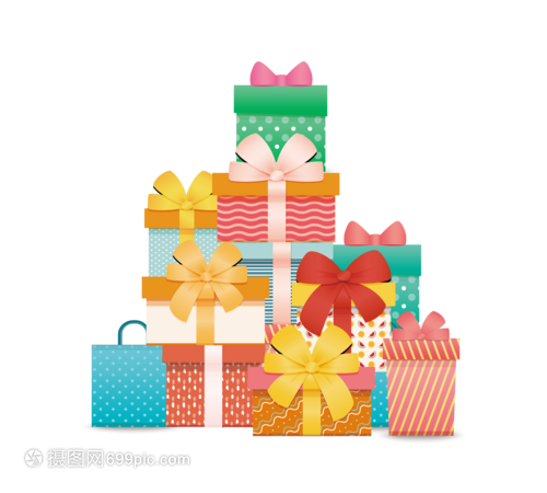 彩色堆积生日礼品盒子