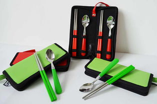 精美不锈钢环保餐具 时尚皮包勺筷4件套产品大图 揭阳市华典世通不锈钢礼品厂